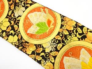 蝶に桐唐草模様織り出し　袋帯